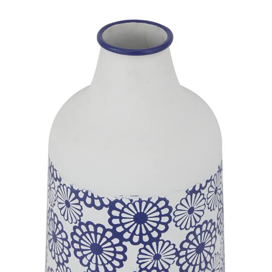 White Iron French Country Vase, 22" x 13" x 10"